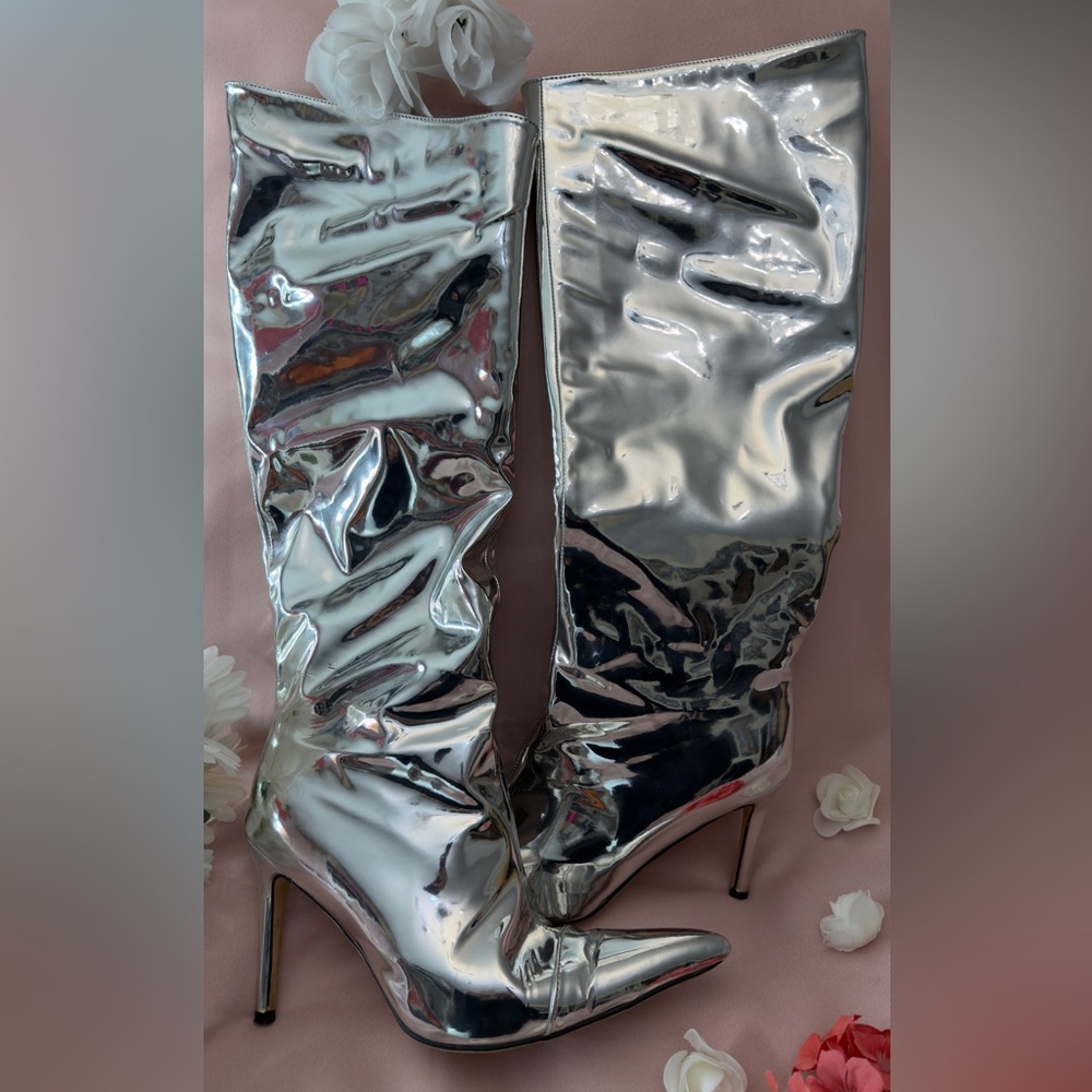 Metallic Stiletto Knee High Boots | Trendy Fall Winter Must Have - Picture 4 of 11